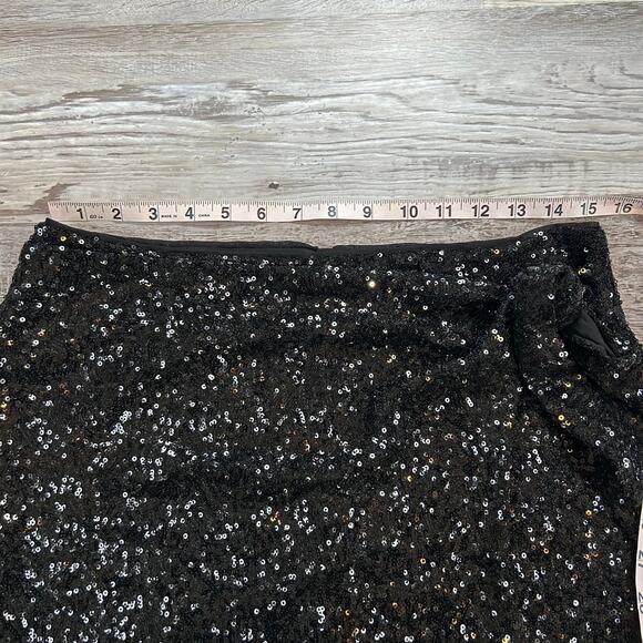 House of Harlow 1960 Black Sequin Mini Skirt Sparkle Lined Glam Y2K M - Picture 5 of 8